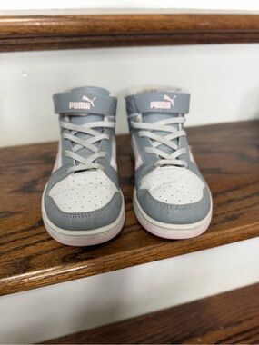 Puma Kids' Gray and Pink High-Top Sneakers